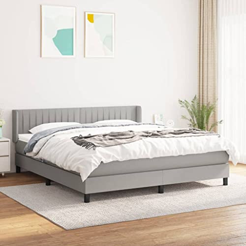 Brokky Boxspringbett mit Matratze Boxspringbett Bett Mit Matratze Betten Box Spring Bett Betten Mit Matratze Hellgrau 160x200 cm Stoff