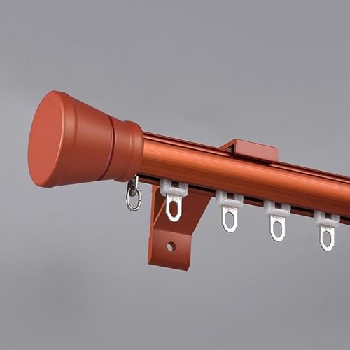 Rail de rideau rond à fixation murale orange pour rideaux simples avec rails de rideau de douche coulissants lisses de 3,5 m - Tringle découpable pour chambre à coucher