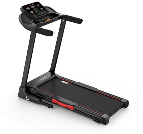JASPORT L4 Tapis de Course électrique Pliable – Moteur DC 3,0 CV, Jusqu’à 14 km/h, Inclinaison 3 Niveaux, Surface 1100×430 mm, écran LED, Haut-parleurs Bluetooth & App, Amorti, Charge Max 100 kg