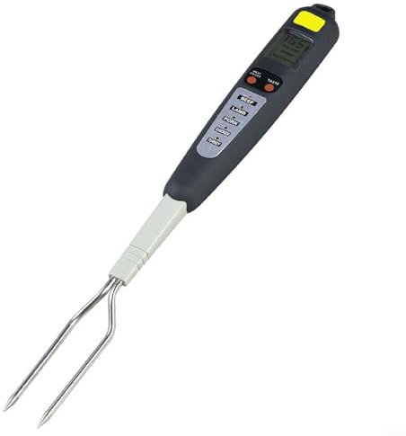 BBQ Meat Thermometer with Fork Probe for Cook Meats, Stainless Steel Meat Thermometer LCD Dispaly For Accurate Cooking Temperatures In Celsius And Fahrenheit