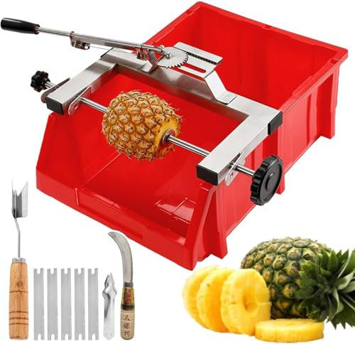 Annuod Kit para pelar piñas, desollador de piñas de Acero Inoxidable con Grosor de pelado controlable, Herramienta para pelar piñas con Forma de V, pelador de piñas, Cuchillo y Cuchillas.