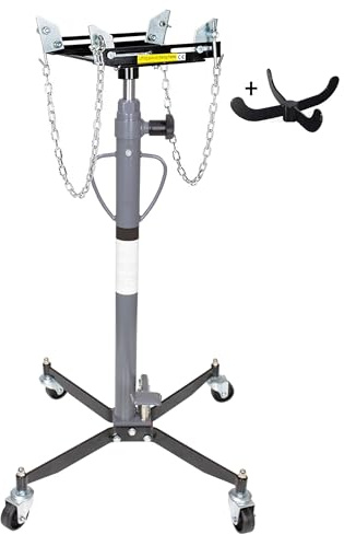Gato Foso 500 Kg Doble Bomba para Transmisiones con Adaptador | Para bajar transmisiones y motor. Incluye adaptador de gato con cadenas de seguridad. Bomba de doble efecto rápida y suave
