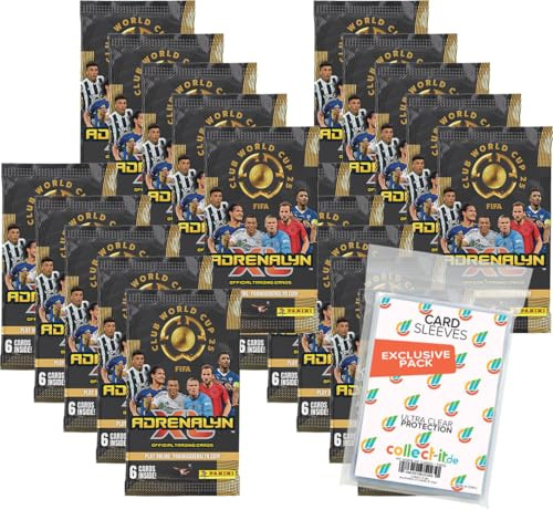 Bundle mit FIFA Club World Cup 2025 Adrenalyn XL Trading Cards - 20 Booster + Exklusive Collect-it Hüllen