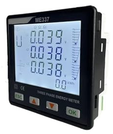 AIRUIXI contatore Elettrico Misuratore di energia ME337 monofase e trifase con Display LCD e Pinza amperometrica a Bobina di Rogowski(ME337CD3 No Coil)