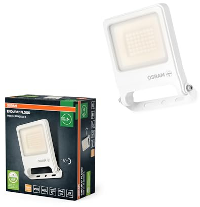 OSRAM Proyector LED ENDURA FLOOD PC 30W, blanco cálido 3000K, 3000 lúmenes, IP65, material reciclado, orientable 180°, blanco