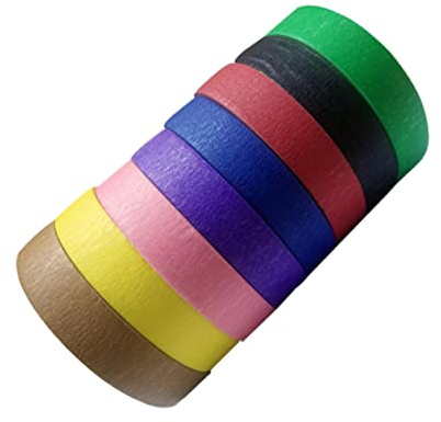 VINTORKY 6pcs Masking Tape Adhesive Tape for Spray Masking Craft Projects Strong Sticky Wrinkle Paper for Parties Supplies Random