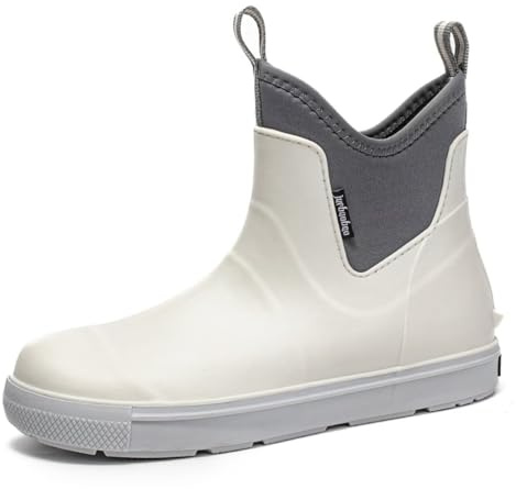 ZEPYFXIT Stivali da Pioggia Uomo in Gomma Impermeabile Stivaletti Chelsea con Elastici Comodi Stivali da Lavoro Impermeabili per Giardinaggio Pesca e Trekking (Bianco 25257, 39 EU)