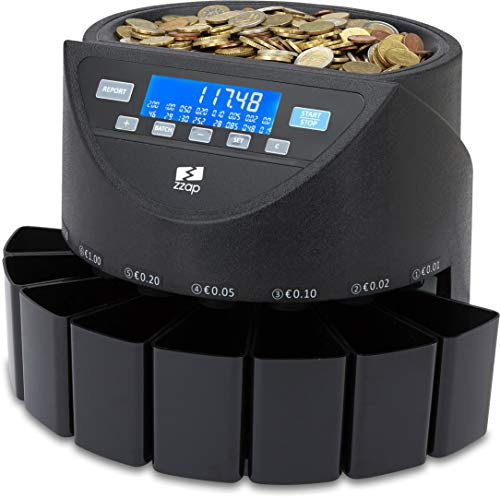 ZZap CS20+ Contadora y clasificadora de monedas EURO – Máquina de dinero y divisas