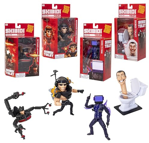 Skibidi Toilet Deluxe Figures Season 2 1380S2-4 Variants to Collect - Dark TV Man, Detainer Astro Toilet, Beserker Skibidi Mutant, Skibidi Toilet - Collectible Toy for Children 13+