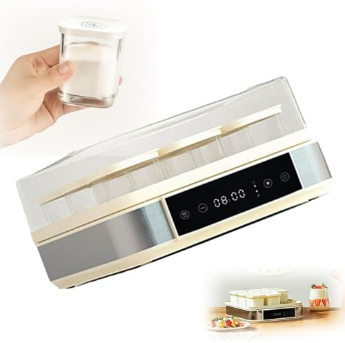Yaourtière numérique automatique avec contrôle de la température et du temps réglables, 9 pots en verre de 1,5 l, yaourtière en acier inoxydable pour maison, yaourtière biologique, fromagerie, natto