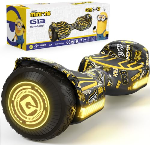 Gyroor G13 Hoverboard Kinder 6,5 Offroad 500W Bluetooth LED | Offroad-Reifen, 250W Dual-Motor, Bluetooth-Lautsprecher, 360° LED-Lichter, EN71 zert,Minion