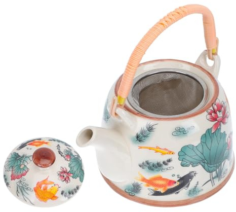 DIYEAH Teiera in Ceramica Filtro a Forma di Fiore Teiera per Sala da Tè e Riunioni Design Cinese Elegante Impugnatura Comoda Adatta per Tè Oolong Decorativa e Resistente al Calore