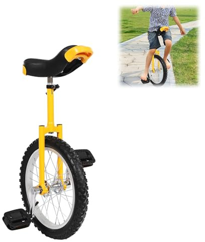 HUOMMGS Einrad 16 Zoll Gleichgewichtstrainingeinrad Höhenverstellbar Einrad Kinder für 1,2–1,55m Kinder Upgradeeinrad mit Ergonomischer Sattel für Anfänger und Profis Unisex