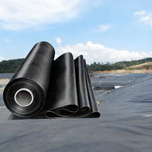 Generico Telo per Laghetto Flessibile 5x10m 6x7m 6x10m 8x8m 8x10m Rivestimento per laghetto in Polietilene in HDPE Fodera Laghetti per Piscine Cascate e paesaggistica - Nero(2x10m)