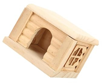 Zambuph Hamsterhaus aus Holz für Kleintiere wie Zwergmäuse und Rennmäuse mit Fenster zum Knabbern und Spielen. Die Luftzirkulation sorgt für freies Atmen. Rennmaushaus Spielzeug aus Holz, auch für