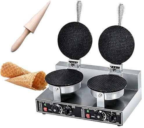 Waffle Cone Maker, Ice Cream Cone Machine with Temperature Range 50-300°C & Timer, Nonstick Surface, Ideal for Restaurants, Bakeries, Snack Bars, and Home Use