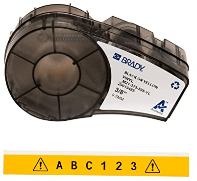 Brady Vinyl Label Tape for Label Printer M211 & M210 - Self Adhesive Vinyl Printer Labels Black on Yellow (9.53mm x 6.40m) - M21-375-595-YL