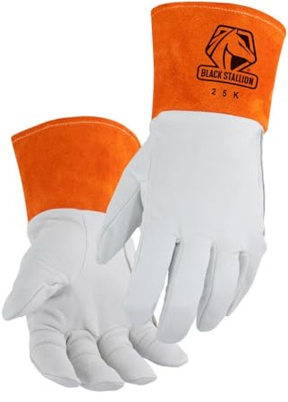 Black Stallion 25K Premium Grain Kidskin TIG Glove with DragPatch Reinforcement, Abrasion Resistance, Unlined for Dexterity, Kevlar Stitching, Large
