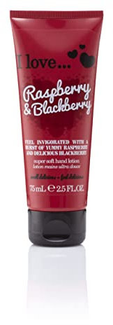 I Love Raspberry & Blackberry Hand Lotion, Helps to Soothe Skin & Relieves Dry Hands, Made With 87% Naturally Derived Ingredients For Soft & Scented Hands, TravelSize Providing OnTheGo Moisture, 75ml