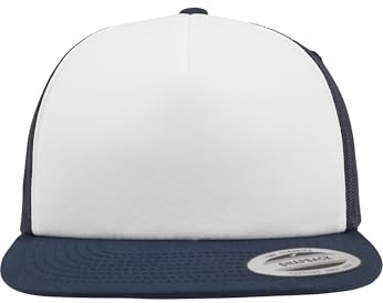 Flexfit Cap Foam Trucker with White Front, NVY/wht, one Size, 6005FW