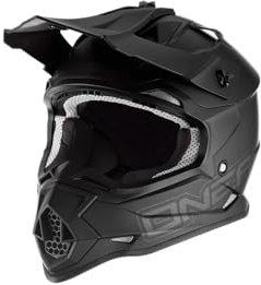 O'NEAL | Motocross-Helm | MX Enduro Motorrad | ABS-Schale, Lüftungsöffnungen für optimale Belüftung & Kühlung | 2SRS Helmet Flat | Erwachsene | Schwarz | Größe L