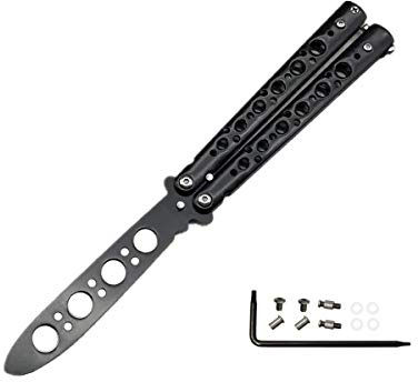 AITE - Navaja mariposa, para entrenamiento, para practicar, arcoíris, metal, de acero, desafilado, con funda