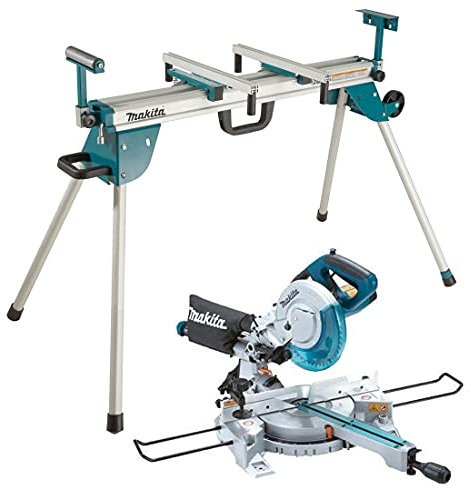 Makita LS0815FL 110v Sliding Compound Laser Mitre Saw 216mm + DEBWST06 Leg Stand