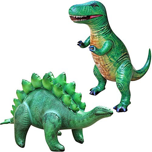Jet Creations T-Rex Stegosaurus Dinosaur Inflatable 2 Pack for Pool Party Decoration Birthday Gift Kids and Adults JC-TYR3STE8