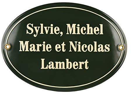 Namensschild Türschild Emaille oval 15x21cm Schild mit Wunschnamen | Premiumqualität
