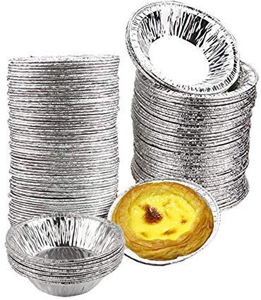 Mu Mianhua 100 pcs Foil Trays Muffin Cases Foil Bun Cases Tin Foil Trays Foil Pie Trays Cake Tins Mini Egg Tart Cases Small Foil Pie Dishes Tart Foils Pastry Dish Aluminium Mold Cups