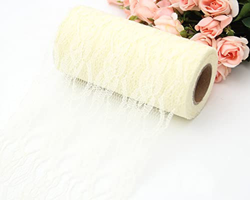 Spitze Tischläufer Tischband Tischdecke Küche Esstisch Dekoration Tischdeko für Hochzeit Geburtstage Tischdekoration Kommunion Weihnachten Herbst Braut & Baby Dusche Tabletop Dekor,Beige 15cmx22m