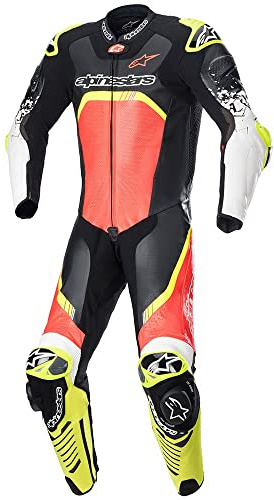 Alpinestars GP Tech 4 Motorrad 1-Teiler Motorrad Lederkombi, schwarz/rot/gelb, 50