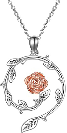 HUKKUN Pferd Herz Katze Rose Blume Ring Halter Halskette Sterling Silber Ring Keeper Schmuck Geschenk für Frau Mutter Schwester