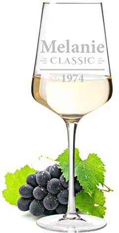 Leonardo Puccini Verre à vin 560 ml avec gravure au choix – Motif Time for Wine – Personnalisé – Verre en cristal – Vin blanc, vin rouge – Fabriqué en Allemagne – Anniversaire, Noël, verre, bois