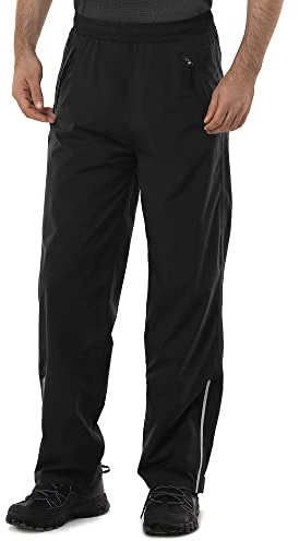 33,000ft Men's Waterproof Trousers Lightweight Breathable Rain Overtrousers with 3 Zip Pockets, Outdoor Windproof Rain Pants for Golf Hiking Fishing Cycling, Black M