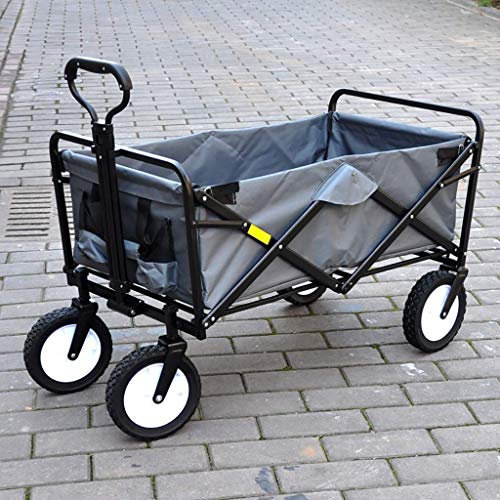 MOLVUS Folding Garden Trolley Cart Heavy Duty Wagon Multi-function Shopping Cart for Outdoor Camping fishing Pull Truck With 4 wheels, Static load: 150kg (Grey)