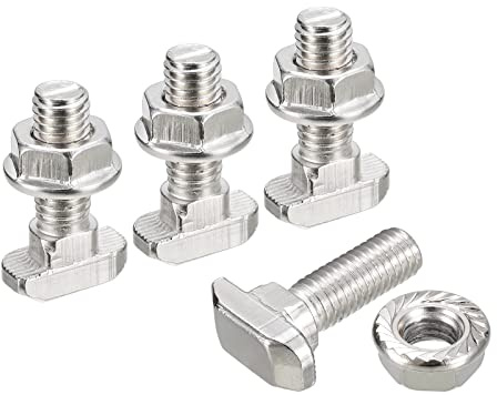 sourcing map 10 Stück Hammerkopfschrauben M8x25mm T Schrauben und M8 Sechseck Flansch Mutter Set T-Bolzen T Schlitz Einsteckbolzen Schiebend Schraube für 40 Serie Aluminum Profile