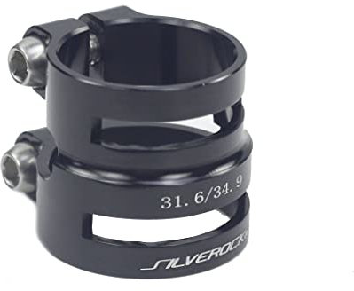 Sattelklemme Aluminium-Doppelsattelstützen-Kragenklemme 27,2/31,8 mm 31,8/34,9 mm 30,9 mm for Rennrad MTB Carbonrahmen Laufrad Sattelkloben (Size : Up 31.6 down34.9mm)
