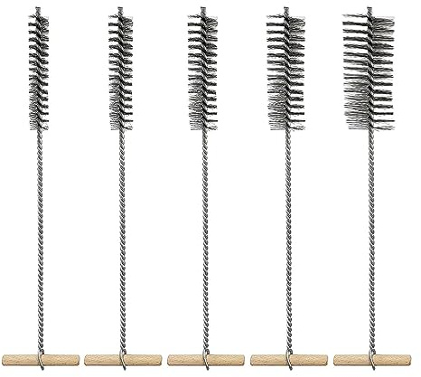 5 Stück Bohrlochbürste Set, T-Griff Rohrbürste Lochbürsten Reinigungsbürste, Drahtbürste Rund,Pfeifenreiniger Bürste für Schlagbohrmaschinen,Effiziente Bohrlochreinigung（8/12/16/20/25mm）