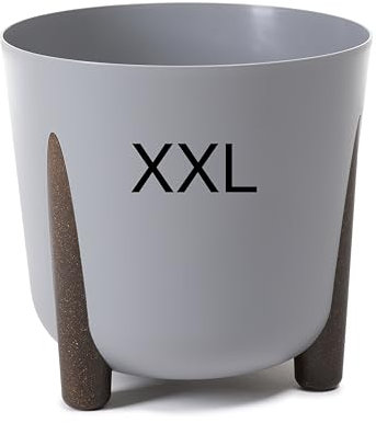 MELTOM Blumentopf mit Füßen Rund Übertopf Pflanztopf XXL - DxH: 34 x 32 cm (GRAU)