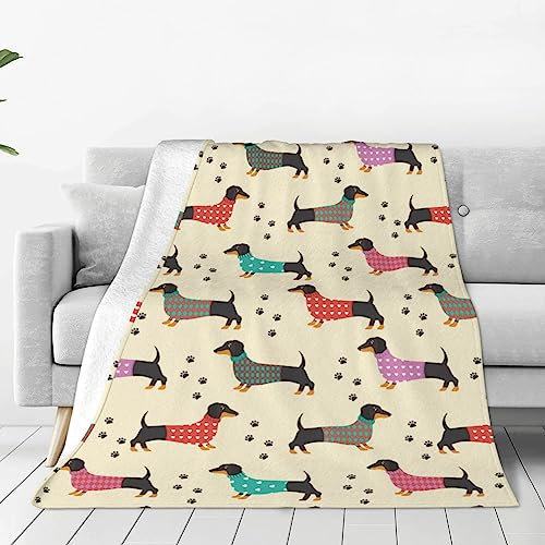 Gambo Dackel-Hundedecke, weiche Reisedecke, leichte Outdoor-Decken, warme Hundedecke, alle Jahreszeiten, flauschige Flanelldecke für Sofa, Couch, Bett (127 x 101,6 cm)
