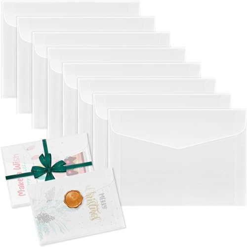50 buste per invito, buste traslucide in pergamena, buste trasparenti per matrimoni, buste vuote in carta bianca, per biglietti di auguri, cartoline, foto (17.5cm*12.5cm)