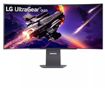 LG UltraGear OLED 45GS95QE Monitor Gaming 45, 21:9 Curvo (800R), WQHD (3440x1440), OLED, 240Hz, 0,03ms (GtG), G-Sync, FreeSync Premium Pro, HDR 400 True Black, HDMI 2.1, DisplayPort, Nero