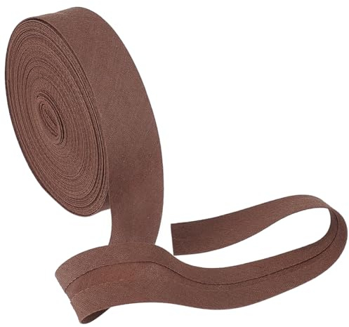 Benecreat 10,9 yards/10 m enkelt veckat snedband, 18 mm brett kokosbrunt polycotton-snedband, fållband för sömnad av gör-det-själv-kläder, sömnad, rörledningar, quiltning