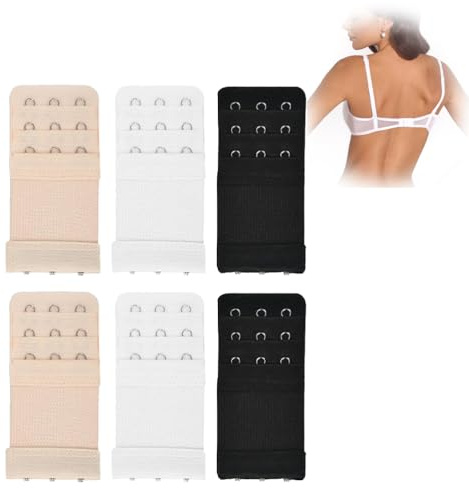 6 Pezzi Prolunga per Reggiseno da Donna 3 Ganci 3 File Estensibile per Biancheria Intima Estensore con Fibbia Cinghia di Estensione Accessori per La Gravidanza
