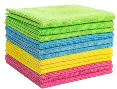 chongning Microfiber Cleaning Cloth, Pack of 12, Multifunctional Reusable Cleaning Rag Towels with 4 Color Assorted,30 x 30 cm,for House, Kitchen, Window(Green/Blue/Yellow/Pink)