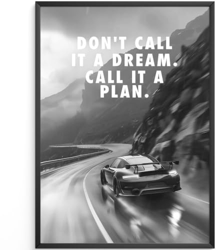 MJ-GRAPHICS® Motivationsbilder Porsche 911 GT - A4 Büro Motivation Poster Porsche Carrera Motivationsbilder Auto Mood Poster Luxus, Ziele Traum Bild Affirmationen - ohne Rahmen