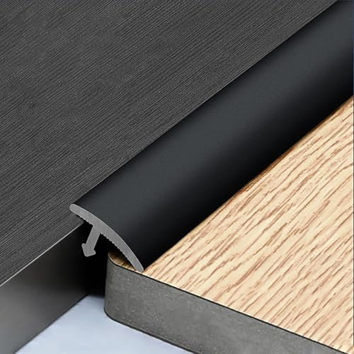 Raouoae Höhenausgleichsprofil 90cm×3 Eloxiert Aluminiumlegierung Boden Übergangsschiene Abschlussprofil FußBoden Leiste Anpassungsprofil Übergangsprofil Höhenausgleich 1-6mm(Schwarz)