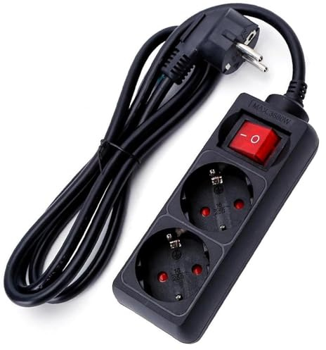 Deutsche 2-Fach Steckdosenleiste mit Schalter 3m 3G 1,5mm² schwarz Ideal um Ihre Geräte mit Stil und Funktionalität in jedem Raum zu sichern - Verbinden Sie Sich mit Vertrauen!