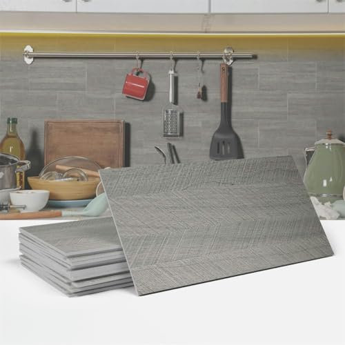 Autocollants de carrelage 10x20 Cm, autocollants de carrelage en bois gris pour cuisine et salle de bain, à coller sur les carreaux muraux, carreaux muraux en vinyle pour décoration de la maison, à d